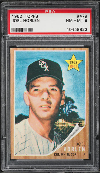 1962 Topps BB Card #479 Joel Horlen Chicago White Sox ROOKIE RC PSA 8 NM-MT (MGD2)