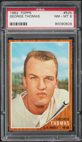 1962 Topps BB Card #525 George Thomas Los Angeles Angels PSA 8 NM-MT (MGD2)