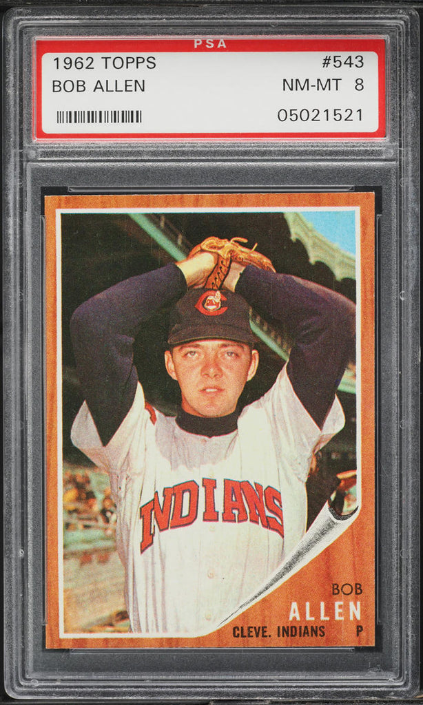 1962 Topps BB Card #543 Bob Allen Cleveland Indians SP PSA 8 NM-MT (MGD2)