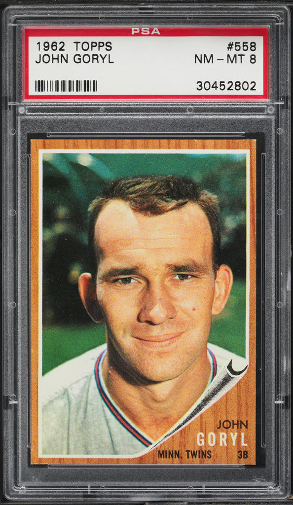 1962 Topps BB Card #558 John Goryl Minnesota Twins PSA 8 NM-MT (MGD2)