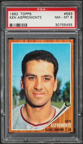 1962 Topps BB Card #563 Ken Aspromonte Cleveland Indians SP PSA 8 NM-MT (MGD2)
