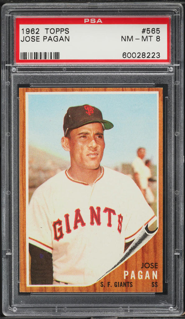 1962 Topps BB Card #565 Jose Pagan San Francisco Giants PSA 8 NM-MT (MGD2)