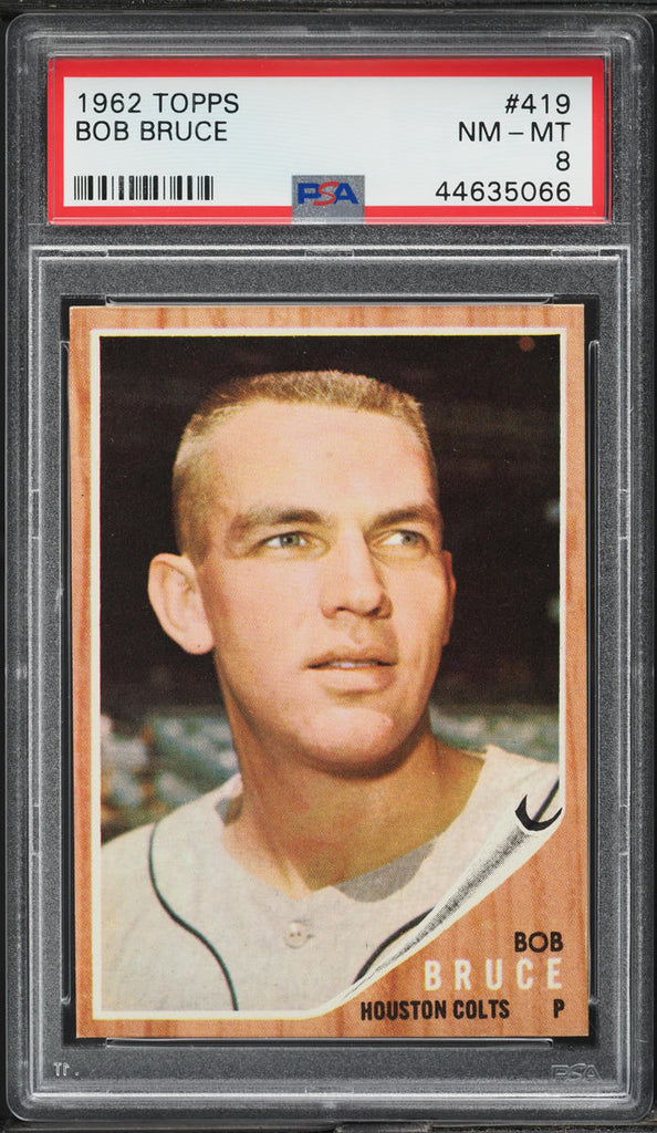 1962 Topps BB Card #419 Bob Bruce Houston Colt .45s PSA 8 NM-MT (MGD2)