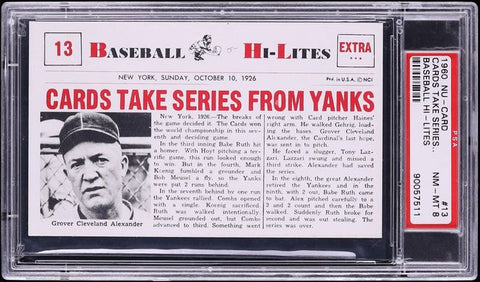 1960 Nu-Card BASEBALL HI-LITES # 13 Cardinals Take Series From Yanks PSA 8 NM-MT (MGD2)