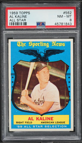1959 Topps BB Card #562 Al Kaline Detroit Tigers HOF ALL-STAR PSA 8 NM-MT (MGD2)