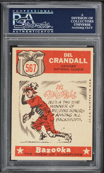 1959 Topps BB Card #567 Del Crandall Milwaukee Braves HOF ALL-STAR PSA 8 NM-MT (MGD2)