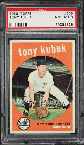 1959 Topps BB Card #505 Tony Kubek New York Yankees HOF PSA 8 NM-MT (MGD2)