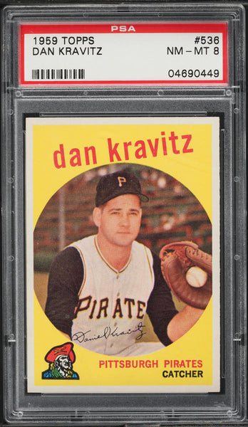 1959 Topps BB Card #536 Dan Kravitz Pittsburgh Pirates PSA 8 NM-MT (MGD2)