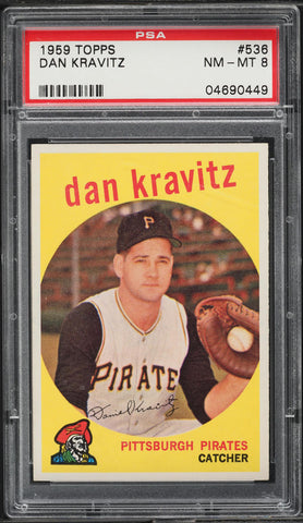 1959 Topps BB Card #536 Dan Kravitz Pittsburgh Pirates PSA 8 NM-MT (MGD2)