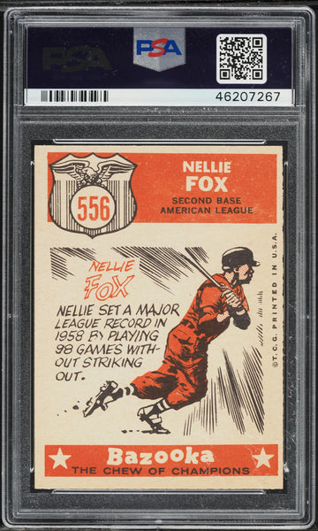 1959 Topps BB Card #556 Nellie Fox Chicago White Sox HOF ALL-STAR PSA 8 NM-MT (MGD2)