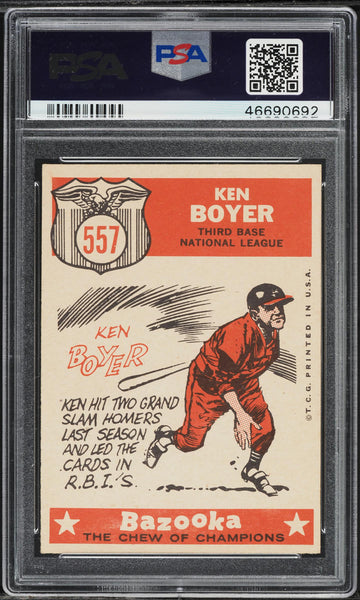 1959 Topps BB Card #557 Ken Boyer St. Louis Cardinals HOF ALL-STAR PSA 8 NM-MT (MGD2)