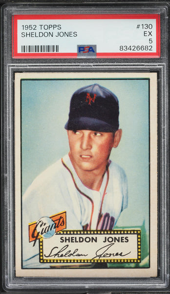 1952 Topps BB Card #130 Sheldon Jones New York Giants PSA 5 EX (MGD2)