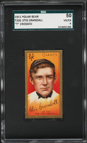 1911 T205 Gold Border Polar Bear OTIS CRANDALL NY Giants T CROSSED SGC 4 VGEX (MGD2)