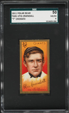 1911 T205 Gold Border Polar Bear OTIS CRANDALL NY Giants T CROSSED SGC 4 VGEX (MGD2)