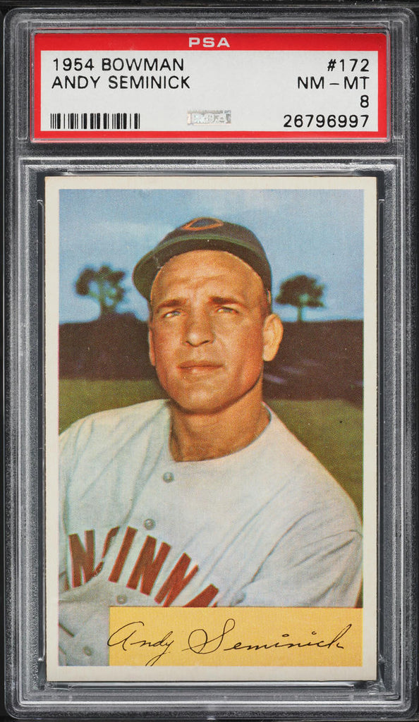 1954 Bowman BB Card #172 Andy Seminick Cincinnati Redlegs PSA 8 NM-MT (MGD2)