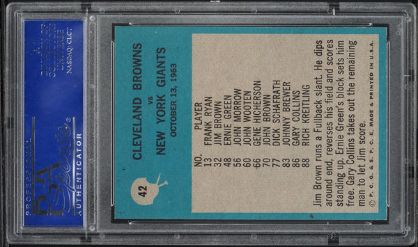 1964 Philadelphia FB Card # 42 Cleveland Browns PLAY CARD PSA 8 NM-MT (MGD2)