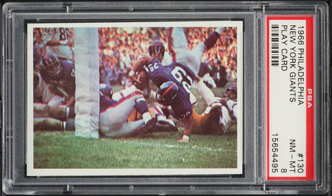 1966 Philadelphia FB Card #130 New York Giants PLAY CARD PSA 8 NM-MT (MGD2)