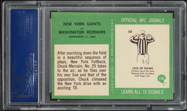 1966 Philadelphia FB Card #130 New York Giants PLAY CARD PSA 8 NM-MT (MGD2)