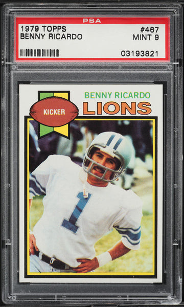 1979 Topps FB Card #467 Benny Ricardo Detroit Lions PSA 9 MINT (MGD2)
