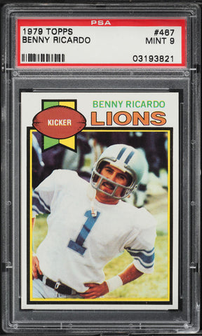 1979 Topps FB Card #467 Benny Ricardo Detroit Lions PSA 9 MINT (MGD2)