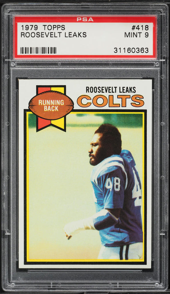 1979 Topps FB Card #418 Roosevelt Leaks Baltimore Colts PSA 9 MINT (MGD2)