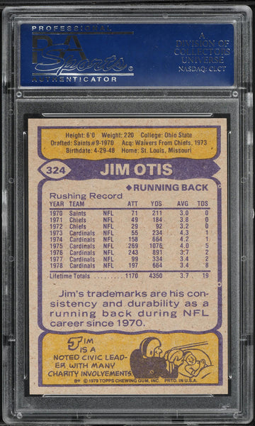 1979 Topps FB Card #324 Jim Otis St. Louis Cardinals PSA 9 MINT (MGD2)