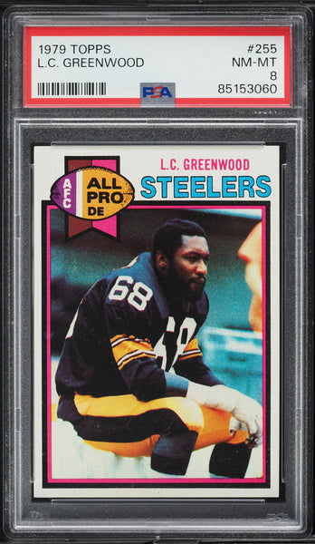 1979 Topps FB Card #255 L.C. Greenwood Pittsburgh Steelers HOF PSA 8 NM-MT (MGD2)