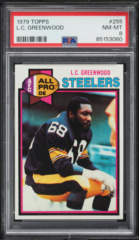 1979 Topps FB Card #255 L.C. Greenwood Pittsburgh Steelers HOF PSA 8 NM-MT (MGD2)