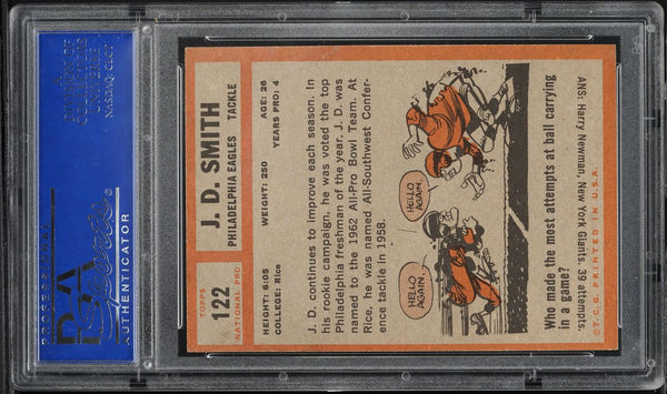 1962 Topps FB Card #122 J.D. Smith Philadelphia Eagles ROOKIE RC PSA 7 NRMT (MGD2) (Copy)