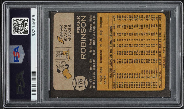 1973 Topps BB Card #175 Frank Robinson California Angels HOF PSA 8 NM-MT (MGD2)