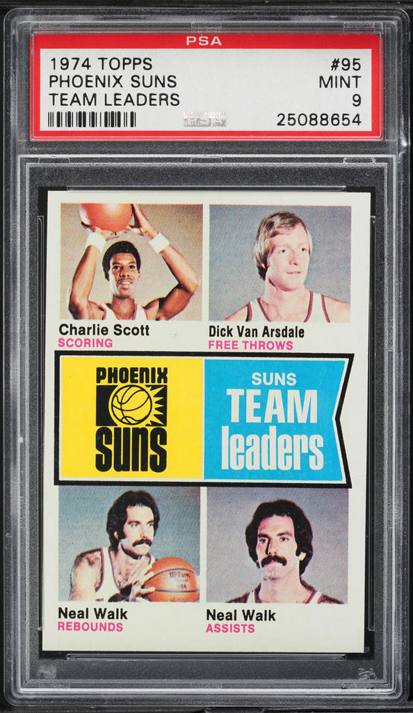 1974 Topps BkB Card # 95 Phoenix Suns TEAM LEADERS HOF PSA 9 MINT (MGD2)