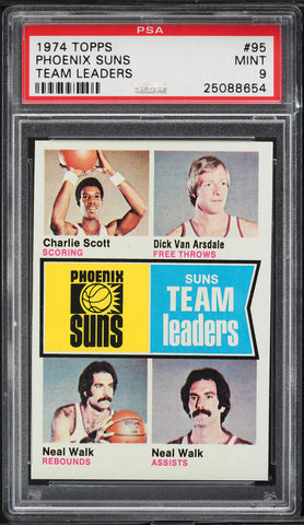 1974 Topps BkB Card # 95 Phoenix Suns TEAM LEADERS HOF PSA 9 MINT (MGD2)