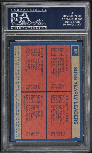 1974 Topps BkB Card # 95 Phoenix Suns TEAM LEADERS HOF PSA 9 MINT (MGD2)