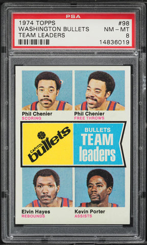 1974 Topps BkB Card # 98 Elvin Hayes Chenier Porter TEAM LEADERS HOF PSA 8 NM-MT (MGD2)