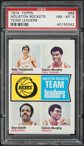 1974 Topps BkB Card # 88 Houston Rockets TEAM LEADERS PSA 8 NM-MT (MGD2)