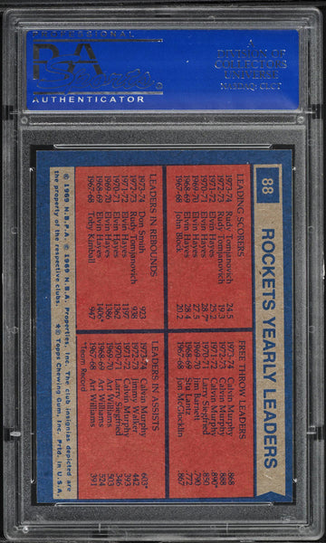 1974 Topps BkB Card # 88 Houston Rockets TEAM LEADERS PSA 8 NM-MT (MGD2)