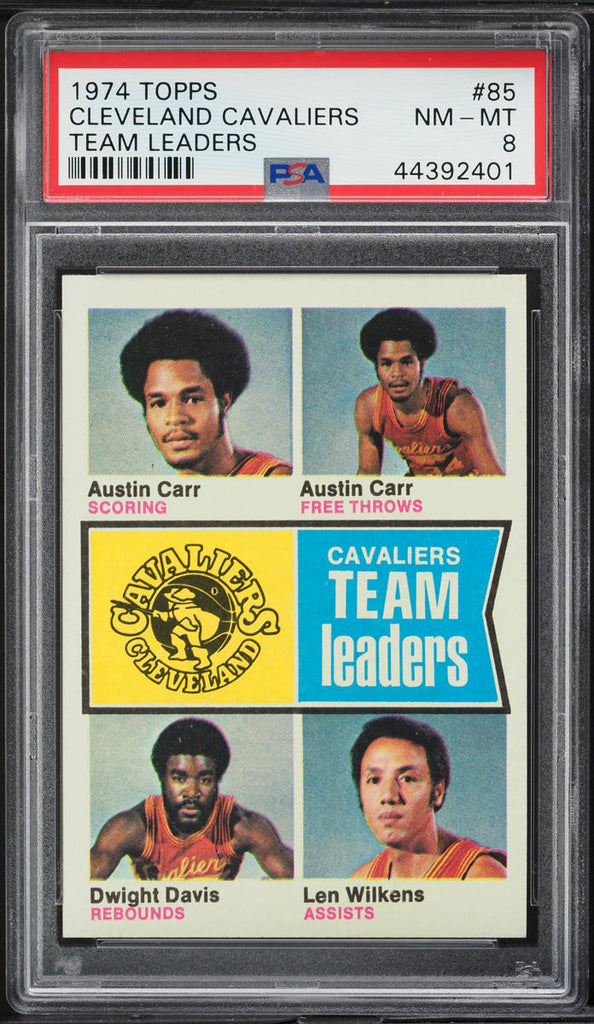 1974 Topps BkB Card # 85 Cleveland Cavaliers TEAM LEADERS PSA 8 NM-MT (MGD2)