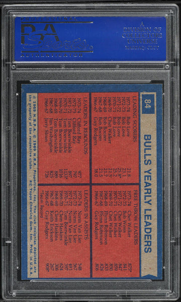 1974 Topps BkB Card # 84 Chicago Bulls TEAM LEADERS PSA 8 NM-MT (MGD2)