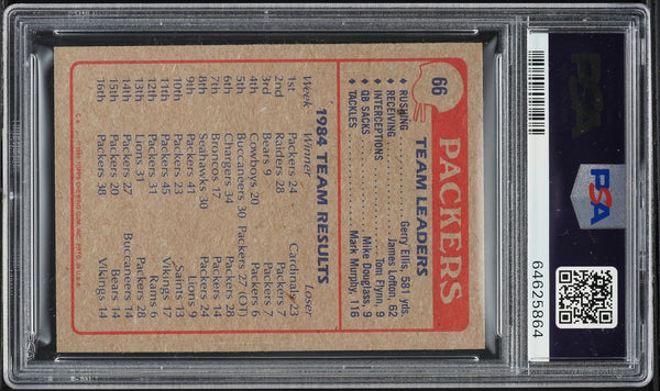 1985 Topps FB Card # 66 Lynn Dickey Green Bay Packers  HOF TEAM LDRS PSA 8 NM-MT (MGD2)