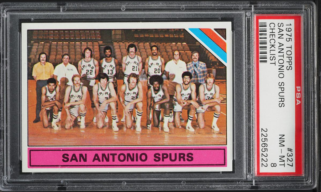1975 Topps BkB Card #327 San Antonio Spurs CHECKLIST PSA 8 NM-MT (MGD2)