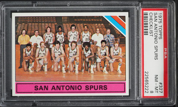 1975 Topps BkB Card #327 San Antonio Spurs CHECKLIST PSA 8 NM-MT (MGD2)