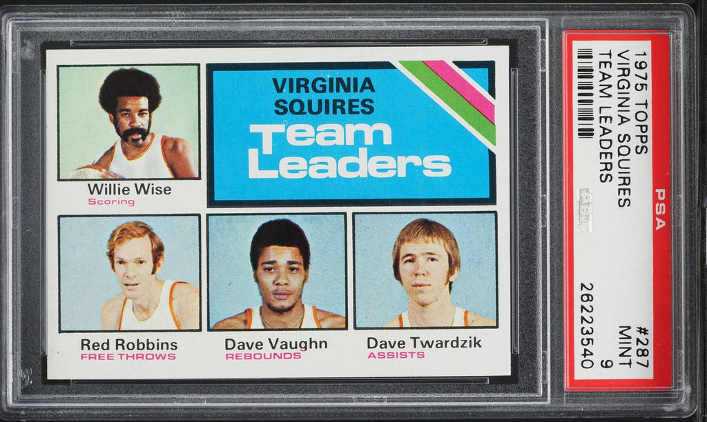 1975 Topps BkB Card #287 Virginia Squires TEAM LEADERS PSA 9 MINT (MGD2)