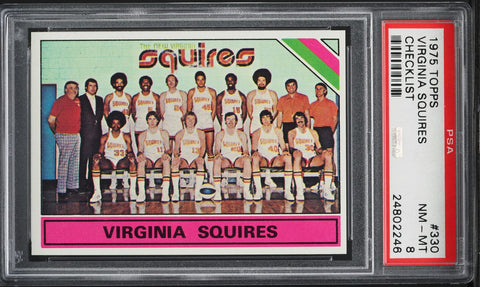 1975 Topps BkB Card #330 Virginia Squires CHECKLIST PSA 8 NM-MT (MGD2)