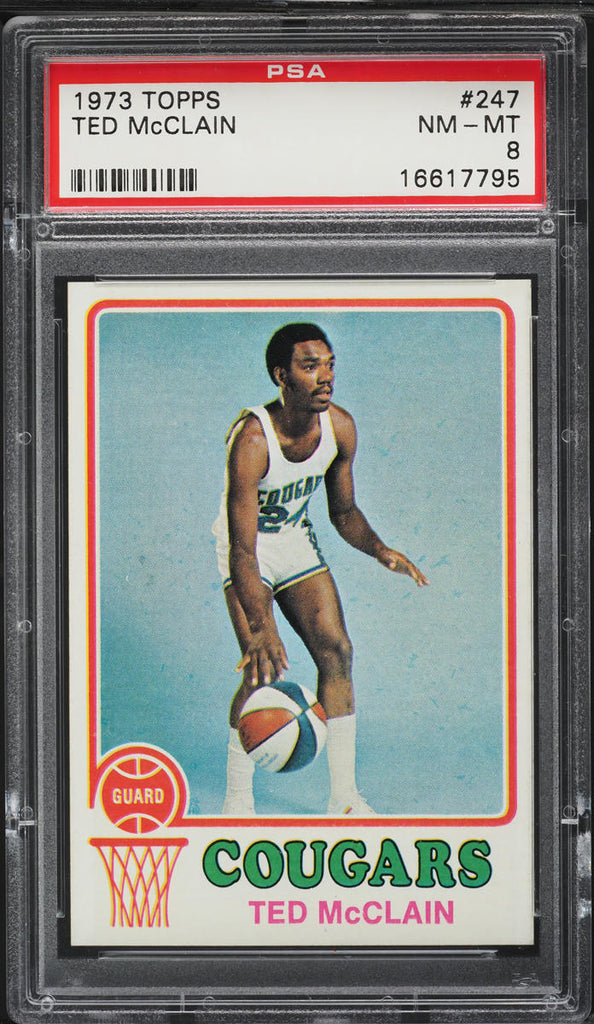 1973 Topps BkB Card #247 Ted McClain Carolina Cougars PSA 8 NM-MT (MGD2)