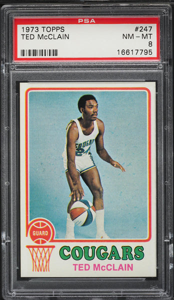 1973 Topps BkB Card #247 Ted McClain Carolina Cougars PSA 8 NM-MT (MGD2)