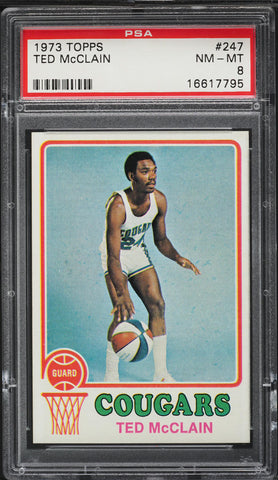 1973 Topps BkB Card #247 Ted McClain Carolina Cougars PSA 8 NM-MT (MGD2)