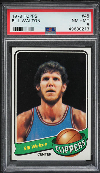 1979 Topps BkB Card # 45 Bill Walton San Diego Clippers HOF PSA 8 NM-MT (MGD2)