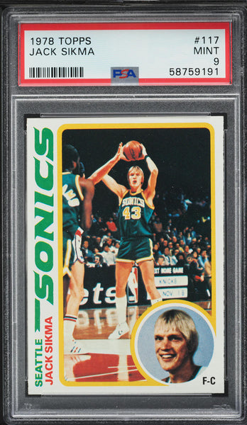 1978 Topps BkB Card #117 Jack Sikma Seattle Supersonics ROOKIE RC HOF PSA 9 MINT (MGD2)