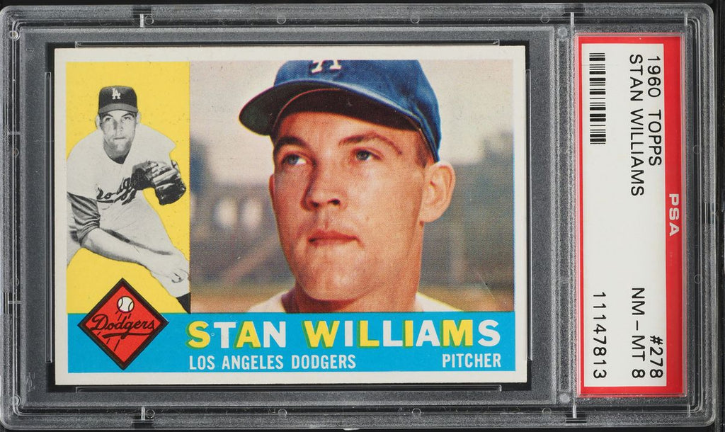 1960 Topps BB Card #278 Stan Williams Los Angeles Dodgers PSA 8 NM-MT (MGD2)