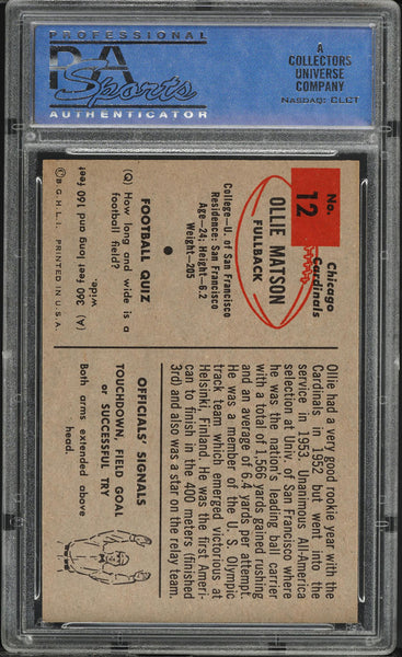 1954 Bowman FB Card # 12 Ollie Matson Chicago Cardinals HOF PSA 7 NRMT (MGD2)